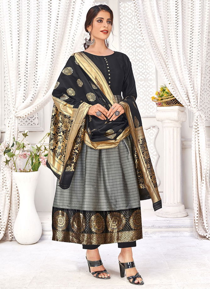 Gray Colour Kulfi 2 Rahul NX New Latest Designer Ethnic Wear Banarasi Silk Gown Collection 1001